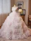 Flower Fairy White Rose Ball Gown Wedding Dresses 2025 Cascading Ruffles Ball Gown Strapless Sleeveless Backless Sweep Train