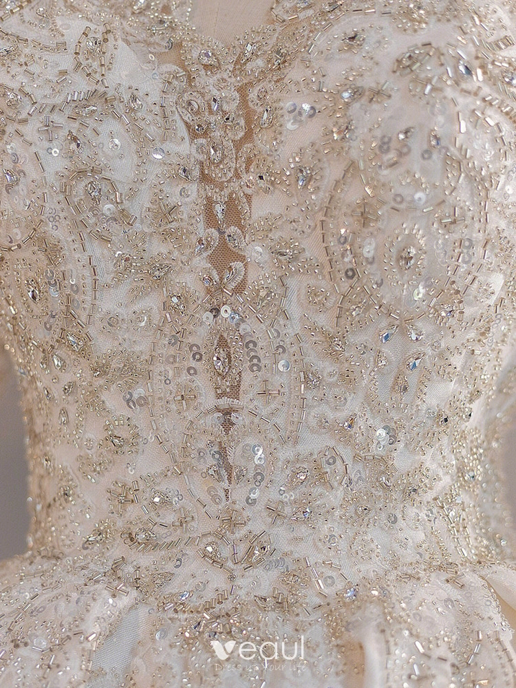 Vintage / Retro Ivory Beading Sequins Wedding Dresses 2023 Ball Gown ...