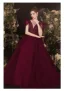 Chic / Beautiful Burgundy Beading Sequins Prom Dresses 2022 A-Line / Princess V-Neck Puffy Short Sleeve Backless Floor-Length / Long Formal Dresses