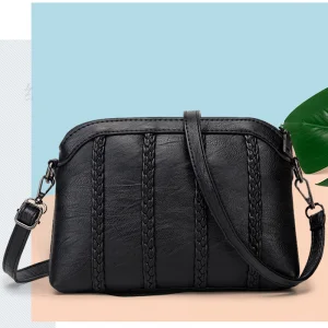 Modest Simple Black Handmade Braid Casual Women S Bags Shoulder Bags Messenger Bag 2023