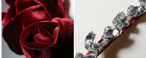 Sexy Burgundy Velvet Rhinestone Flower Evening Dresses 2024 Trumpet / Mermaid Spaghetti Straps Sleeveless Backless Sweep Train Evening Party Formal Dresses