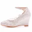 Classique Blanche En Dentelle Fleur Paillettes Chaussure De Mariée 2023 Bride Cheville 8 cm Compensées À Bout Pointu Mariage Talons Hauts