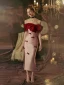 Sexy Rougissant Rose Fendue devant Robe De Soirée 2023 Trompette / Sirène De l'épaule Noeud Manches Courtes Dos Nu Thé Longueur Robe De Ceremonie