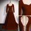 Vintage Braun Velour Wildleder Herbst Winter Ballkleider 2023 A Linie Eckiger Ausschnitt Lange Ärmel Rückenfreies Schleife Sweep / Pinsel Zug Ball Festliche Kleider