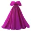 Fashion Fuchsia Beading Prom Dresses 2023 Ball Gown Off-The-Shoulder Short Sleeve Backless Floor-Length / Long Prom Formal Dresses