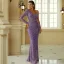 Sexy Grape Paillettes Robe De Soirée 2022 Trompette / Sirène Une épaule Manches Longues Dos Nu Longue Soirée Robe De Ceremonie