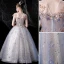 Charmant Bleu Ciel Perlage Étoile Paillettes Anniversaire Robe Ceremonie Fille 2022 Robe Boule Encolure Dégagée Sans Manches Dos Nu Longue Robe Ceremonie Fille