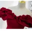 Elegant A-Line / Princess Red Engagement Prom Dresses 2021 Off-The-Shoulder Crossed Straps Floor-Length / Long Ruffle Satin Formal Dresses