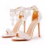 Sexy White Pearl Lace Flower Ankle Strap Wedding Shoes 2025 11 cm Stiletto Heels Open / Peep Toe Wedding Sandals High Heels