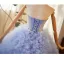 Charmant Bleu Ciel Volants en Cascade Perlage Paillettes Robe De Bal 2025 Robe Boule Bustier Sans Manches Dos Nu Train De Balayage Promo Robe De Ceremonie