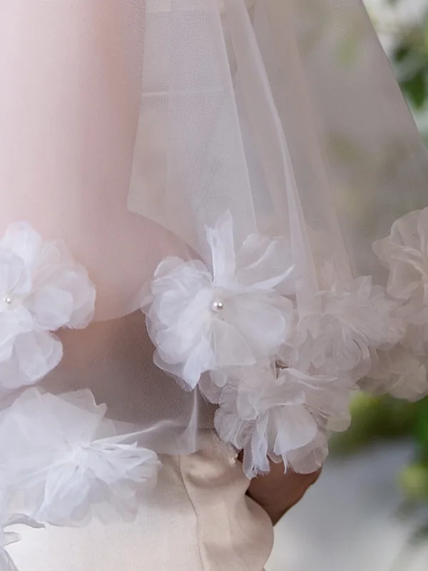 Simple Blanche Appliques 0.5 m Voile De Mariée 2025 Tulle