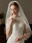 Elegant White Sequins Lace Flower 1 m Wedding Veils 2026 Tulle
