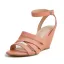 Chic / Beautiful Blushing Pink Street Wear Womens Sandals 2022 Ankle Strap 8 cm Wedges Open / Peep Toe Sandals