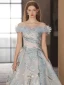 Chic / Beautiful Sky Blue Pearl Prom Dresses 2023 A-Line / Princess Off-The-Shoulder Tassel Sleeveless Backless Floor-Length / Long Prom Formal Dresses