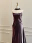 High End Traube Satin Ballkleider 2026 A Linie Bandeau Ärmellos Rückenfreies Sweep / Pinsel Zug Festliche Kleider