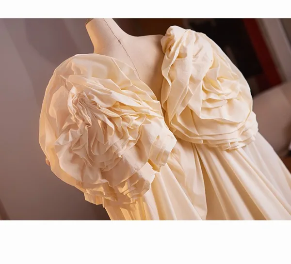 Exaggerated Champagne Ruffle Evening Party Short Sleeve shawl 2025