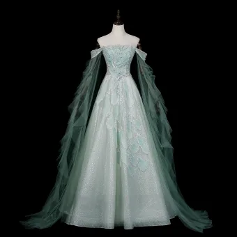 Mode Lindgrün Perlenstickerei Strass Pailletten Ballkleider 2026 A Linie Off Shoulder Ärmellos Rückenfreies Lange Festliche Kleider