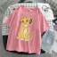 Fashion Casual Summer Black Printing Lion Loose Women T-Shirts 2021 Scoop Neck 1/2 Sleeves Tee Tops