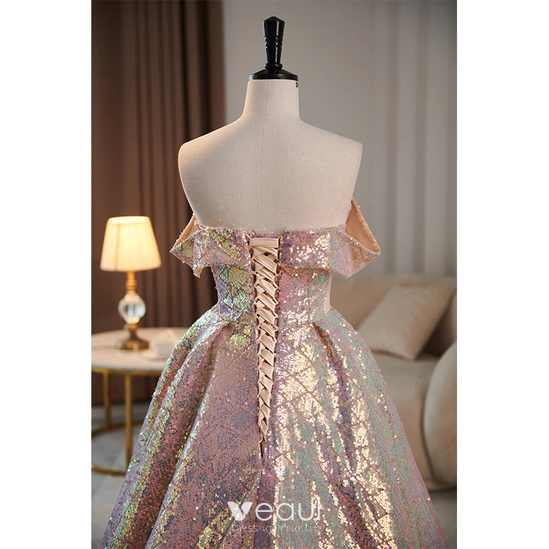 Amazing Rose Gold Long Sleeves 3D Flower Quinceanera Prom Dress Ball Gown  Beaded Illusion Evening Formal Gowns Sweet 16 Vestidos - AliExpress