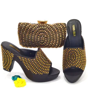 Mooie Prachtige Zwarte Rhinestone Avond Sandalen Dames Handtassen 2023 10 Cm Dikke Hak Peep Toe Sandalen Hoge Hakken Handtassen
