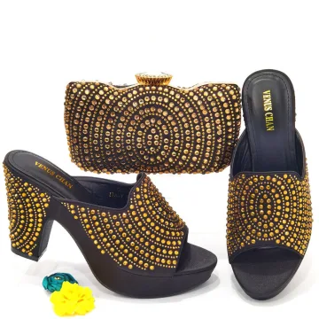 Chic Beautiful Black Rhinestone Evening Party Womens Sandals Clutch Bags 2023 10 Cm Thick Heels Open Peep Toe Sandals High Heels Clutch Bags
