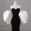 Modest  Black Evening Dresses 2023 Trumpet / Mermaid Strapless Puffy Short Sleeve Backless Floor-Length / Long Evening Party Formal Dresses