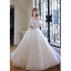 Charming Pearl White Rhinestone Wedding Dresses Prom Dresses 2022 Organza Ball Gown Off-The-Shoulder Short Sleeve Backless Floor-Length / Long Wedding