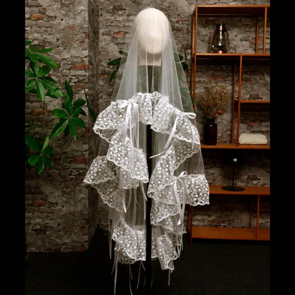 Vintage / Originale Blanche En Dentelle Fleur 1.5 m Voile De Mariée 2026 Tulle