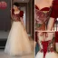 Vintage / Retro Burgundy Embroidered Prom Dresses 2022 A-Line / Princess Square Neckline Short Sleeve Backless Floor-Length / Long Prom Formal Dresses