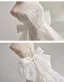 Vintage / Retro White Pearl Lace Flower Wedding Dresses 2025 A-Line / Princess Strapless Sleeveless Backless Bow Floor-Length / Long