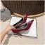 Fashion Burgundy Evening Party Rhinestone Pumps 2023 Leather Suede 8 cm Stiletto Heels Pointed Toe Pumps High Heels