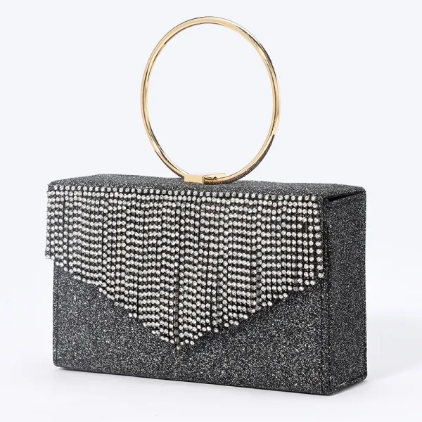 Charming Bling Bling Sequins Rhinestone Tassel Blushing Pink Evening Party Clutch Bags 2023