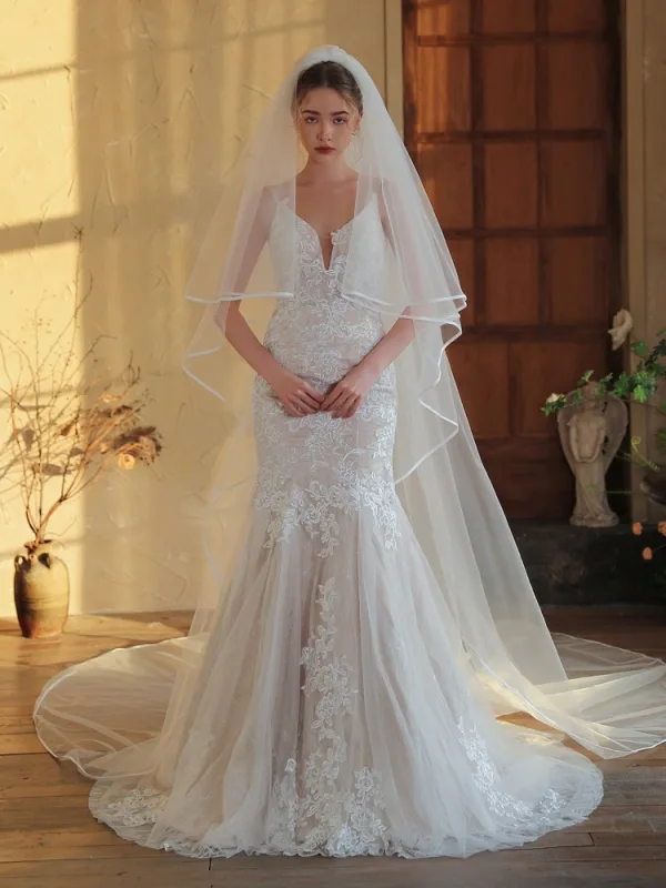 Simple Blanche Tulle Voile De Mariée 2025 3 m
