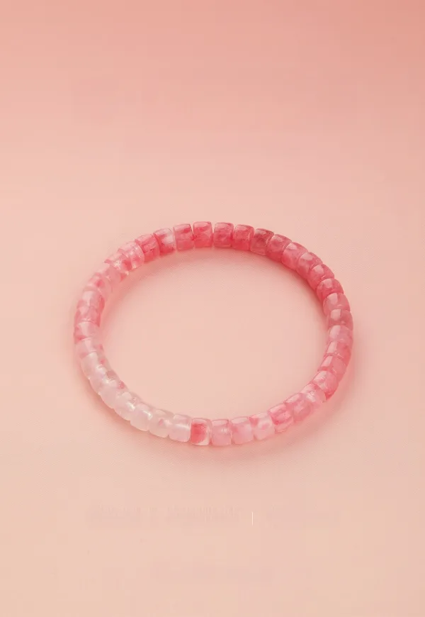 Mode Farbverlauf Rosa Kirschblüte Handgefertigt Natürlicher Kristall Armbänder Brautaccessoires 2025