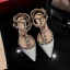 Fashion Beige Evening Party Leather Womens Shoes 2022 T-Strap Rivet 4 cm Thick Heels Low Heel Pointed Toe Womens Shoes High Heels
