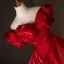 Elegant Red Prom Dresses 2025 Ball Gown Ruffle Off-The-Shoulder Short Sleeve Backless Floor-Length / Long Formal Dresses