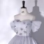Chic / Beautiful Grey Butterfly Prom Dresses 2022 Ball Gown Off-The-Shoulder Short Sleeve Backless Floor-Length / Long Prom Formal Dresses