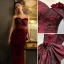 Sexy Burgundy Suede Evening Dresses 2023 Trumpet / Mermaid Strapless Sleeveless Backless Bow Floor-Length / Long Evening Party Formal Dresses