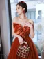 Audrey Hepburn Style Red Bow Strapless Prom Dresses 2022 A-Line / Princess Sleeveless Backless Floor-Length / Long Prom Formal Dresses