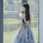 Chic / Beautiful Sky Blue Prom Dresses 2022 A-Line / Princess High Neck Beading Pearl Sequins Lace Flower Sleeveless Floor-Length / Long Formal Dresses