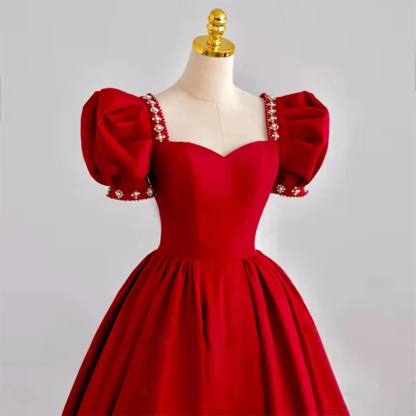 Vintage / Retro Black Evening Dresses Prom Dresses 2022 A-Line / Princess Crossed Straps Beading Puffy Short Sleeve Backless Solid Color Floor-Length / Long Satin Square Neckline Dancing Formal Dresses