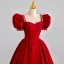 Vintage / Retro Black Evening Dresses Prom Dresses 2022 A-Line / Princess Crossed Straps Beading Puffy Short Sleeve Backless Solid Color Floor-Length / Long Satin Square Neckline Dancing Formal Dresses