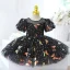 Chic / Belle Noire Papillon Paillettes Anniversaire Robe Ceremonie Fille 2023 Encolure Dégagée Manches Courtes Courte Robe Ceremonie Fille