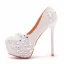 Sexy White Pearl Rhinestone Lace Flower Wedding Shoes 2023 14 cm Stiletto Heels Round Toe Wedding Pumps High Heels