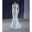 High-end White Handmade  Beading Sequins Wedding Dresses 2023 Trumpet / Mermaid Scoop Neck Long Sleeve Court Train Wedding