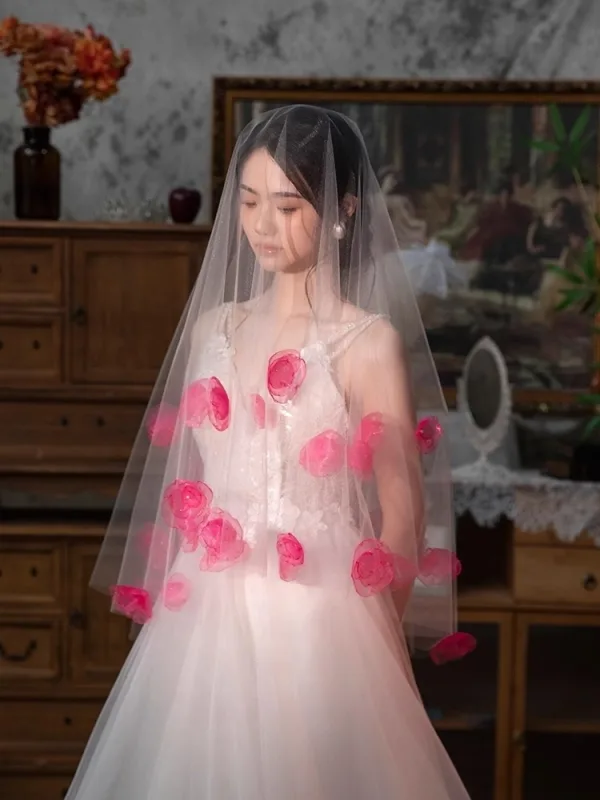 Fashion White Handmade  Appliques 1.5 m Tulle Wedding Veils 2025
