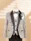 Bling Bling Grey Fall Winter 6-piece Sequins Long Sleeve Boys Wedding Suits 2025 Body Jewellery Coat Pants Shirt Tie Vest