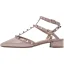 Fashion Beige Evening Party Leather Womens Shoes 2022 T-Strap Rivet 4 cm Thick Heels Low Heel Pointed Toe Womens Shoes High Heels