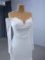 High-end White Lace Flower Wedding Dresses 2024 Trumpet / Mermaid Off-The-Shoulder Long Sleeve Court Train Wedding