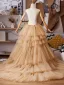 Fashion Champagne Cascading Ruffles Handmade  Prom shawl 2025